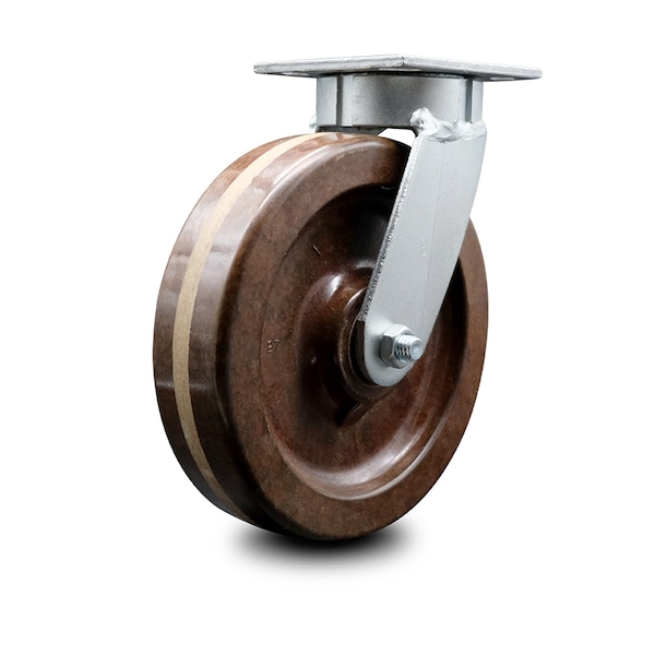 8 Inch Kingpinless High Temp Phenolic Wheel Swivel Top Plate Caster SCC